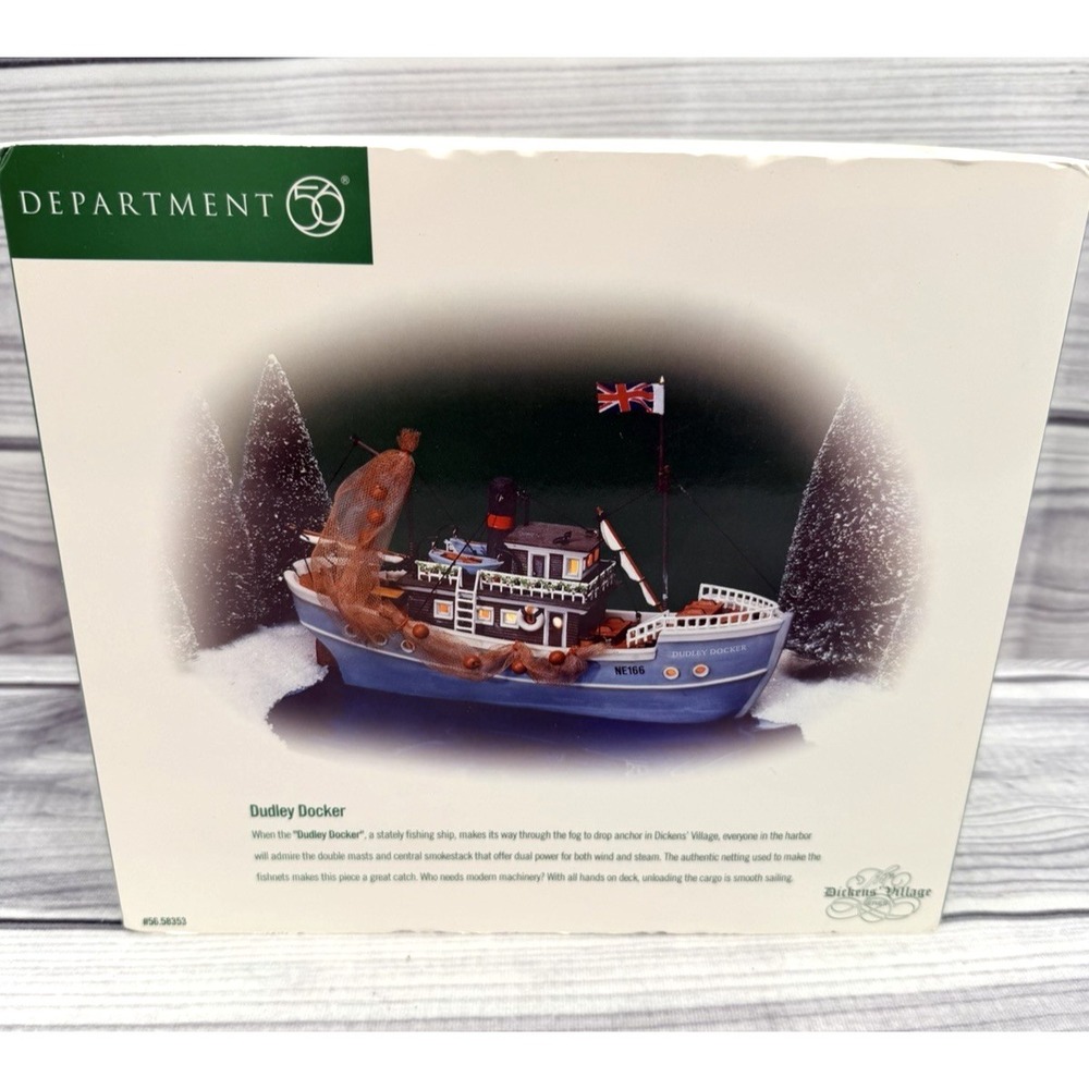 DEPT 56 DICKENS VILLAGE SERIES DUDLEY DOCKER FISHING SHIP  - RETIRED - Picture 2 of 6